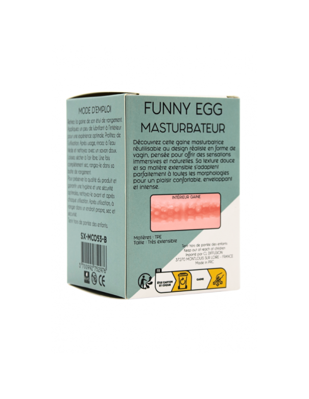 Gaine Masturbatrice Réutilisable FUNNY EGG – Design Réaliste Vagin lèvres épaisses