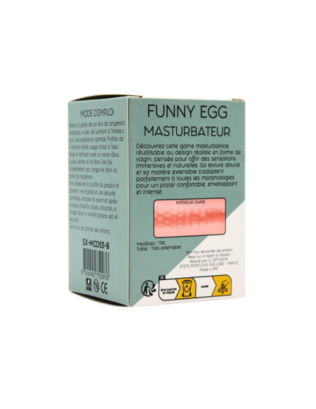 Gaine Masturbatrice Réutilisable FUNNY EGG – Design Réaliste Vagin lèvres épaisses
