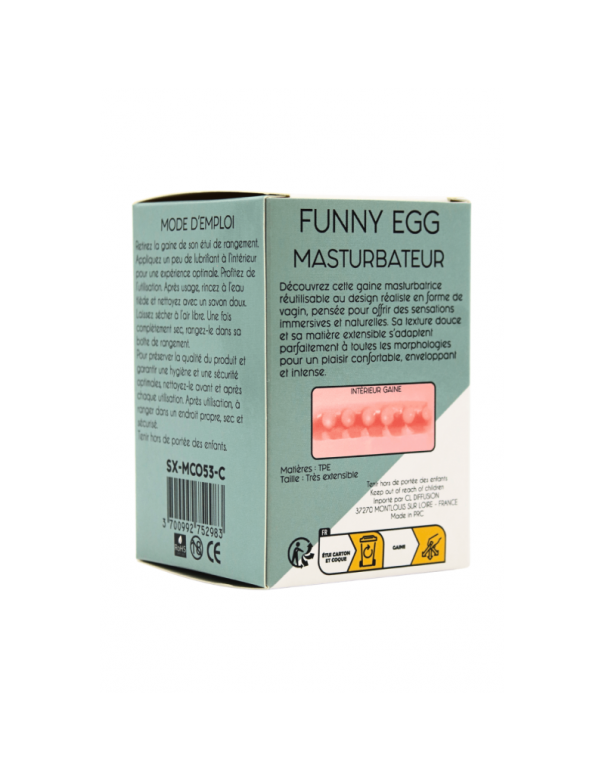Gaine Masturbatrice Réutilisable FUNNY EGG – Design Réaliste Vagin lèvres fines