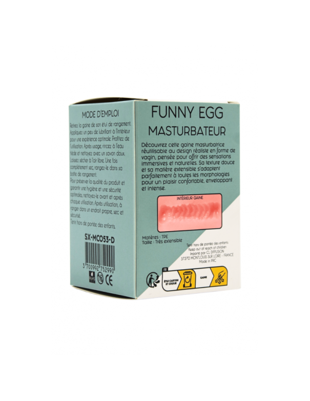 Gaine Masturbatrice Réutilisable FUNNY EGG – Design Réaliste Vagin lèvres moyennes