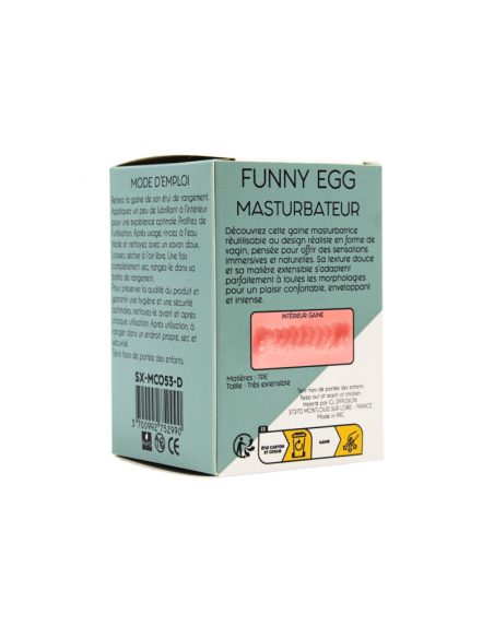 Gaine Masturbatrice Réutilisable FUNNY EGG – Design Réaliste Vagin lèvres moyennes
