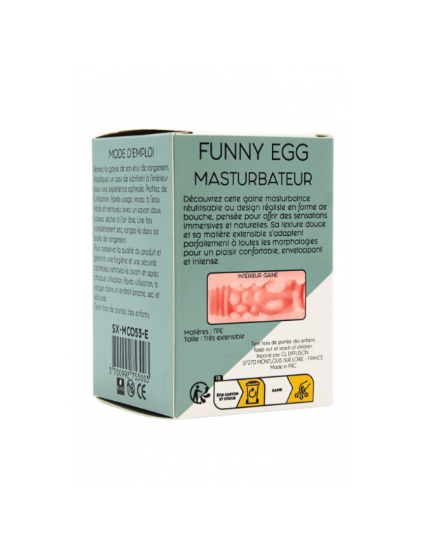 Gaine Masturbatrice Réutilisable FUNNY EGG – Design Réaliste Bouche