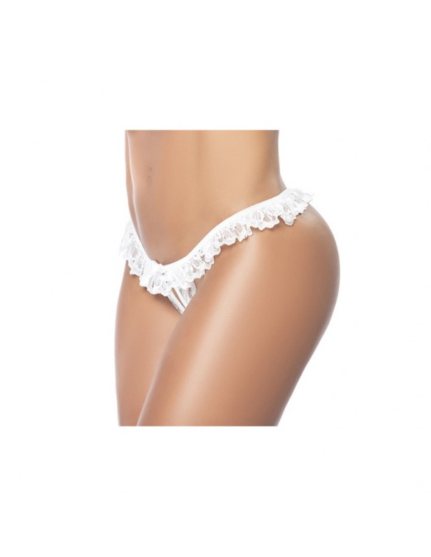 Culotte ouverte blanche avec froufrou en dentelle 