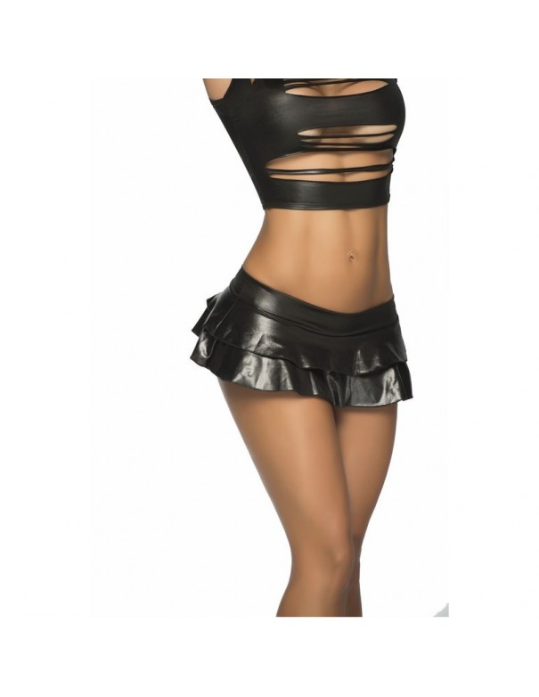 Jupette double fronce Wet  Black 