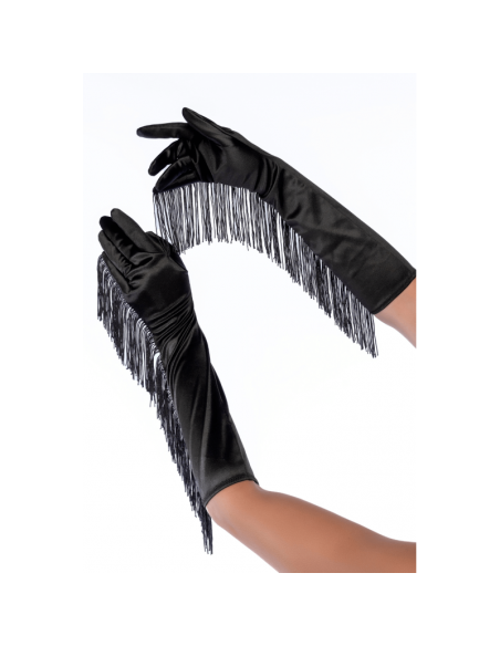 Une paire de gants noirs avec franges - Mapalé