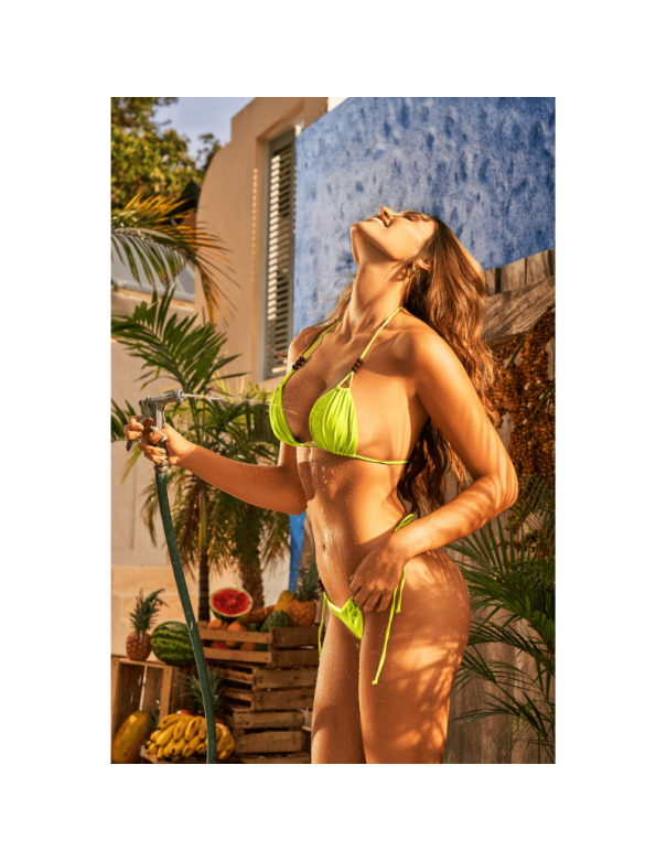 Bikini Triangle Vert avec Perles 