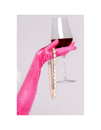 Une paire de gants satinés roses avec strass - Mapalé 2