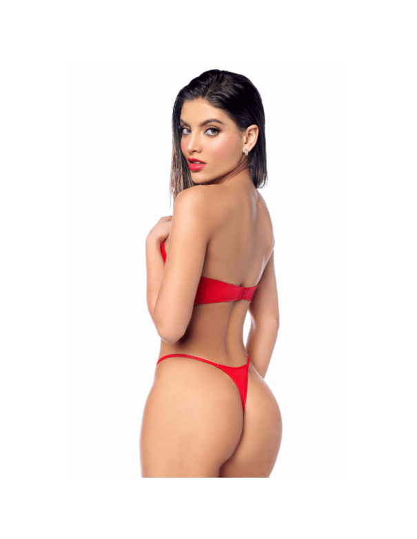 Ensemble 2 pièces en similicuir rouge lisse 