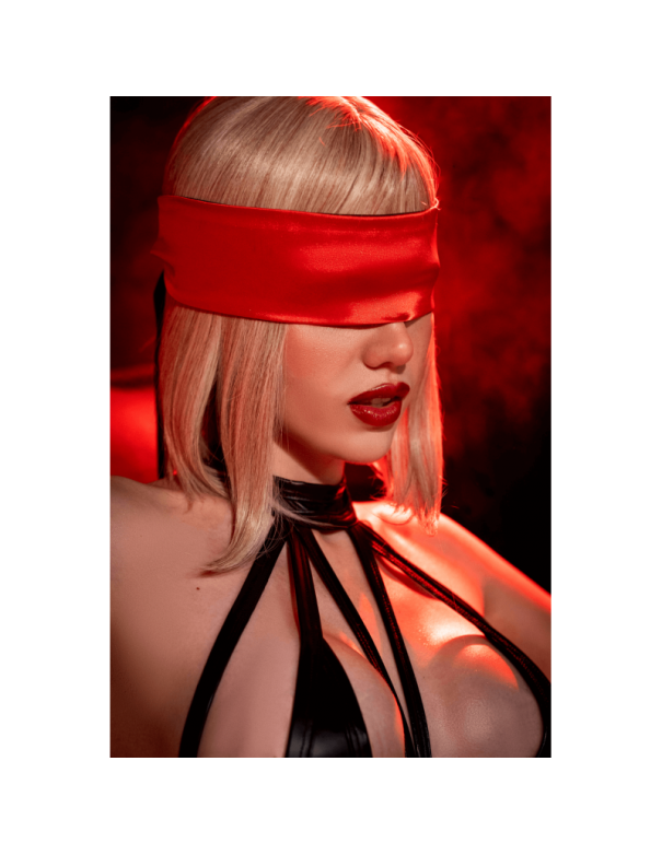 Accessoire coquin en satin réversible noir  rouge 