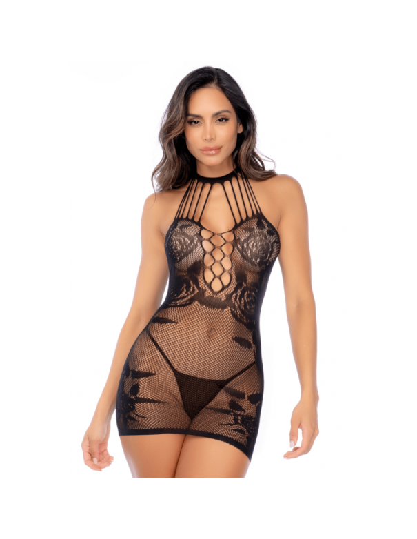 Robe en résille noire florale - Mapalé