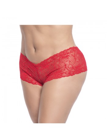 Shorty en dentelle rouge grande taille 