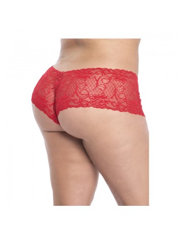 Shorty en dentelle rouge grande taille  2