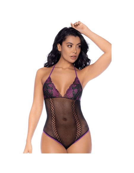 Body noir et violet et mitaines amovibles 