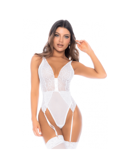 Body blanc avec jarretelles intégrées 