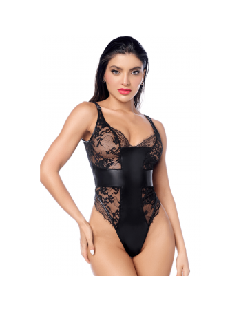 Body sexy noir dentelle  similicuir 