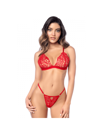 Ensemble sexy 2 pièces en crochet tricoté avec haut ajustable et string 