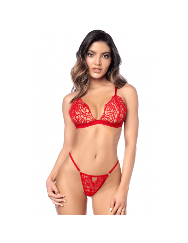Ensemble sexy 2 pièces en crochet tricoté avec haut ajustable et string 