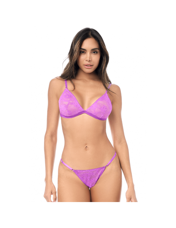 Ensemble sexy 2 pièces dentelle douce et extensible 