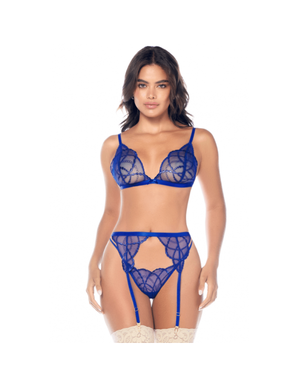 Ensemble sexy 3 pièces avec broderie brillante 
