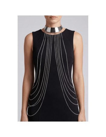 Bijou Tour de cou avec chaines de corps argenté 