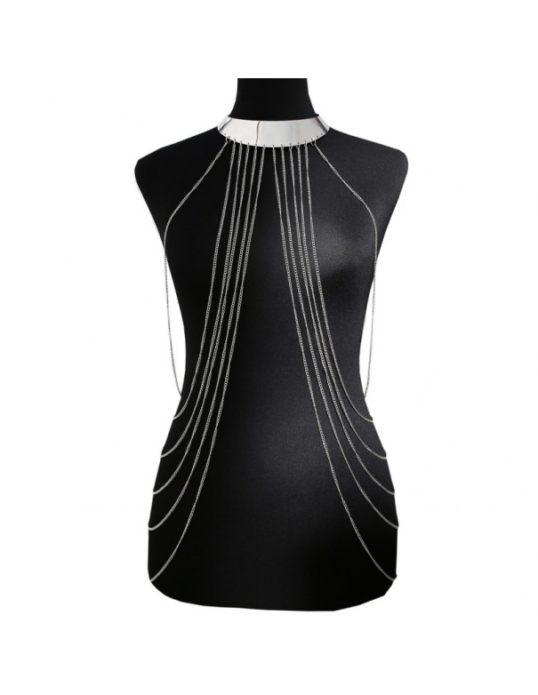 Bijou Tour de cou avec chaines de corps argenté 