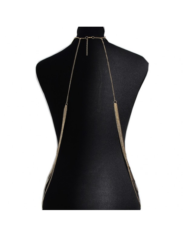 Bijou Tour de cou trois anneaux avec chaines de corps doré 