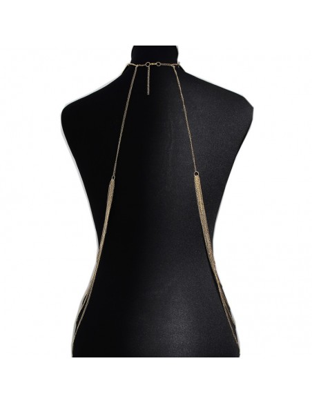 Bijou Tour de cou trois anneaux avec chaines de corps doré 