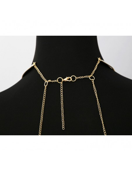 Bijou Tour de cou trois anneaux avec chaines de corps doré 