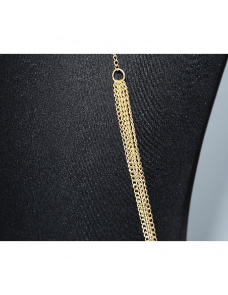 Bijou Tour de cou trois anneaux avec chaines de corps doré 