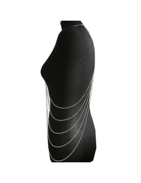 Bijou Tour de cou trois anneaux avec chaines de corps argenté 