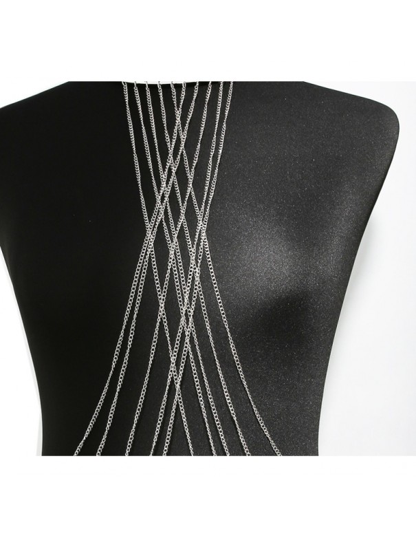 Bijou Tour de cou trois anneaux avec chaines de corps argenté 