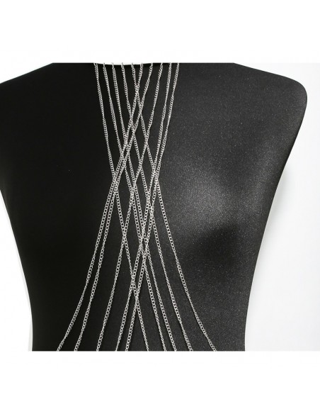 Bijou Tour de cou trois anneaux avec chaines de corps argenté 