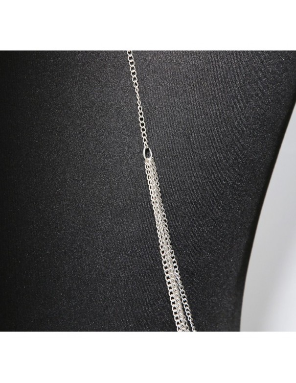 Bijou Tour de cou trois anneaux avec chaines de corps argenté 