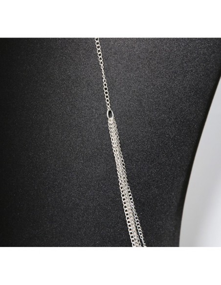 Bijou Tour de cou trois anneaux avec chaines de corps argenté 