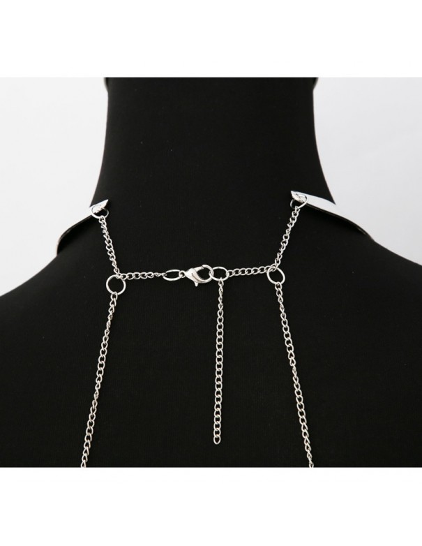 Bijou Tour de cou trois anneaux avec chaines de corps argenté 