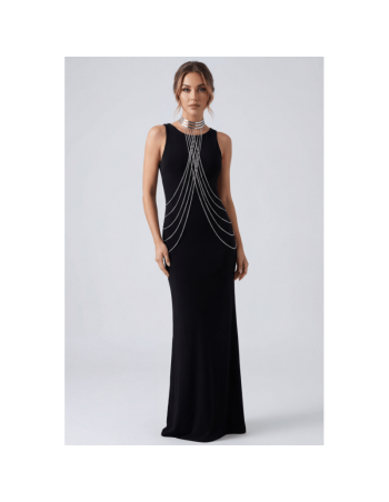 Bijou Tour de cou trois anneaux avec chaines de corps argenté  2