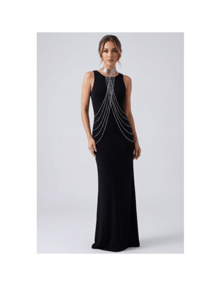 Bijou Tour de cou trois anneaux avec chaines de corps argenté 