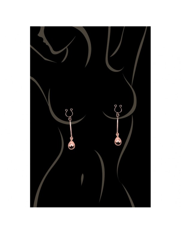 Bijou pince téton, forme perle doré rose 