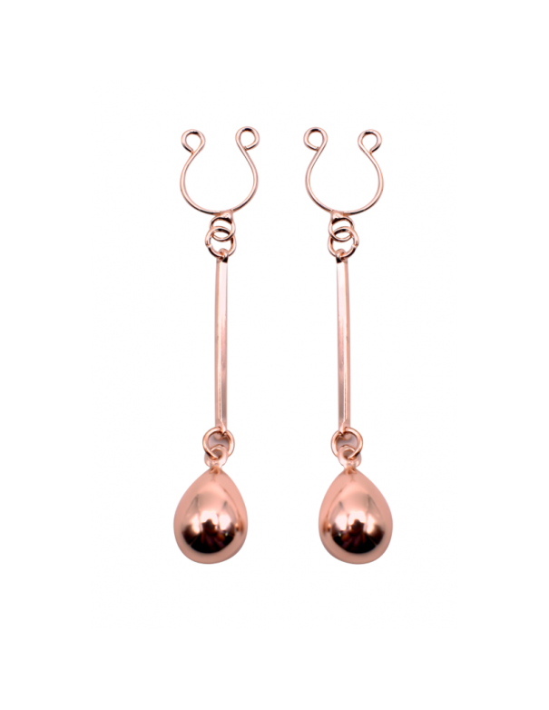 Bijou pince téton, forme perle doré rose 