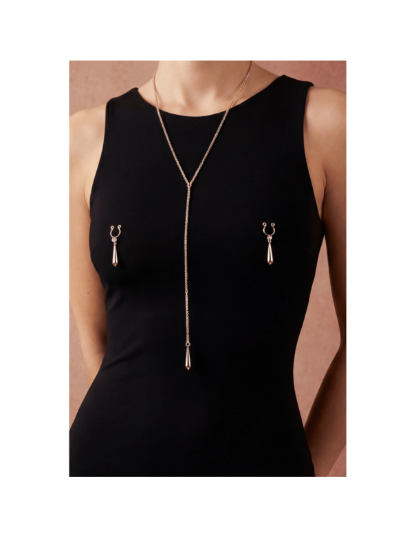 bijoux de corps, pinces de seins goutte et tour de cou chainette 