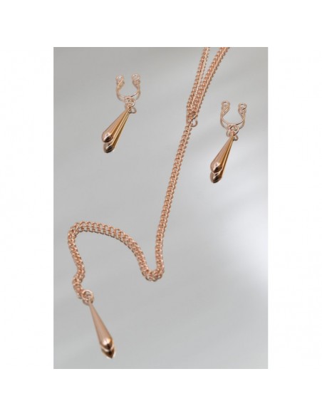bijoux de corps, pinces de seins goutte et tour de cou chainette 