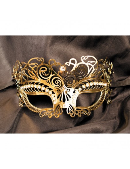 Masque vénitien Giulia rigide doré avec strass 