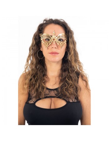 Masque vénitien Alida rigide doré avec strass  2