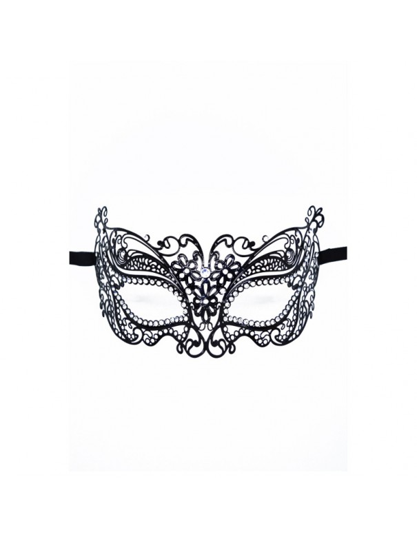 Masque vénitien Alba rigide noir avec strass  