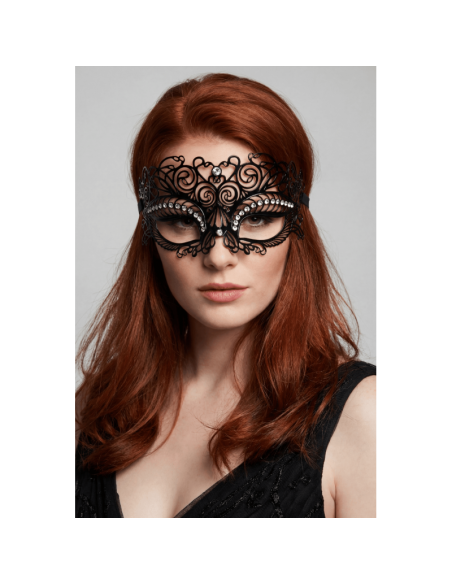 Masque vénitien Giulia rigide noir avec strass  