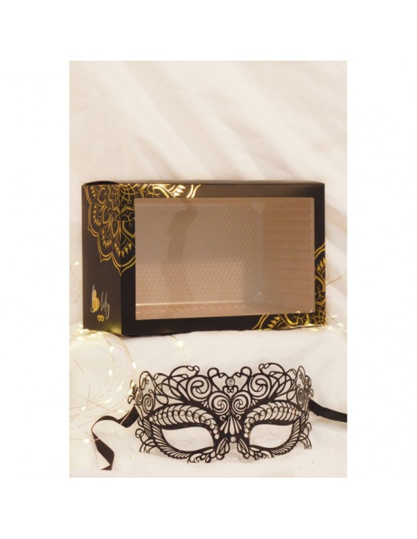 Masque vénitien Giulia rigide noir avec strass  