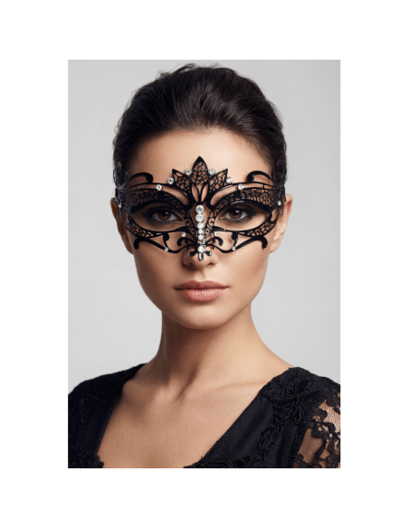 Masque vénitien Asia rigide noir avec strass 