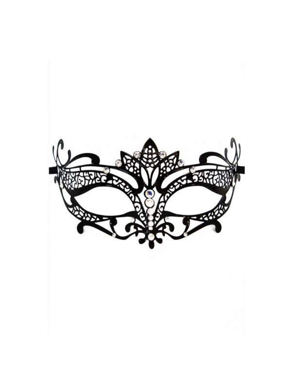 Masque vénitien Asia rigide noir avec strass 