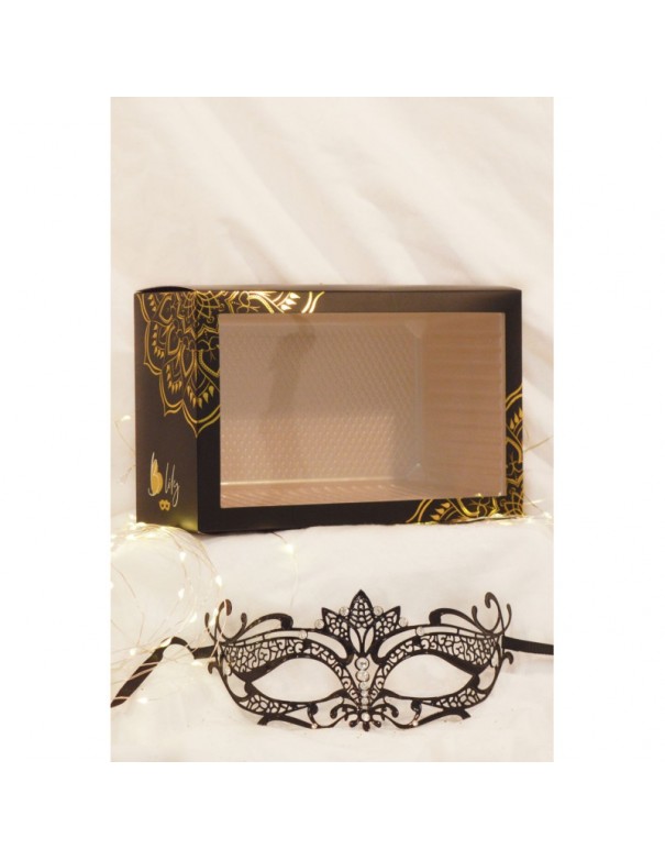 Masque vénitien Asia rigide noir avec strass 