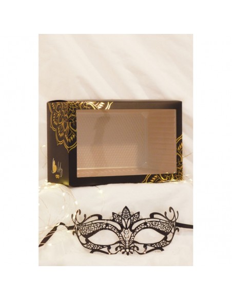 Masque vénitien Asia rigide noir avec strass 